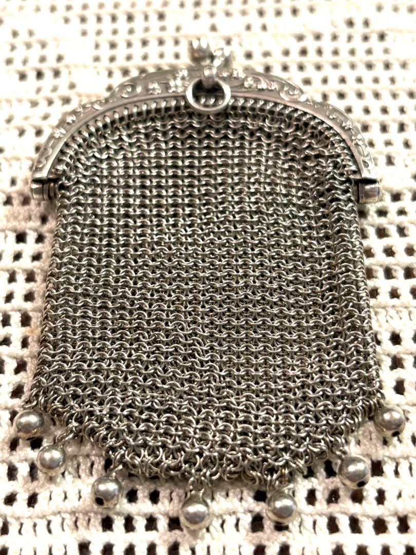 希少極美品　フランスアンティーク　鈴蘭　ミュゲ　パース　純銀　シャトレーン