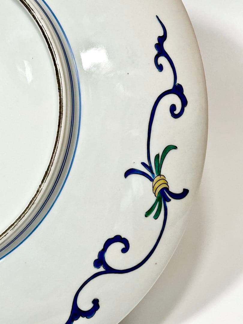 稀少 明治九谷の第一人者 松本佐平 松雲堂 五彩手流水草花文大皿 九谷焼