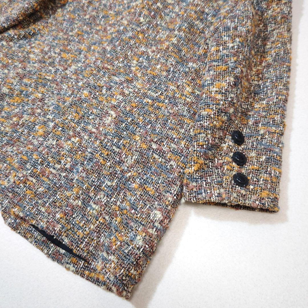 ジバンシィ　テーラードジャケット　ミックスツイード　ブークレ　ロゴ彫刻ボタン