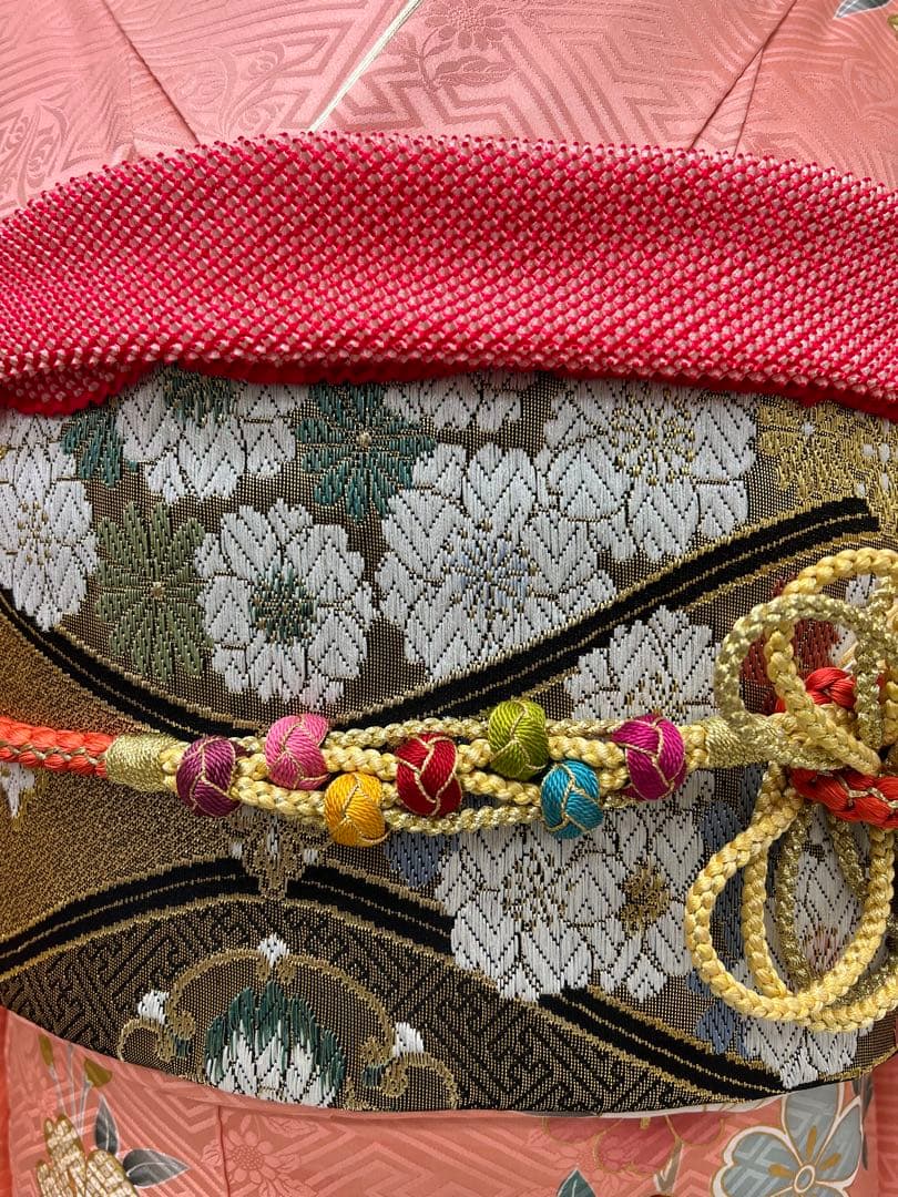 小柄な方に　振り袖　フルセット　別誂長襦袢付　ピンク　成人式　金彩　刺繍　707