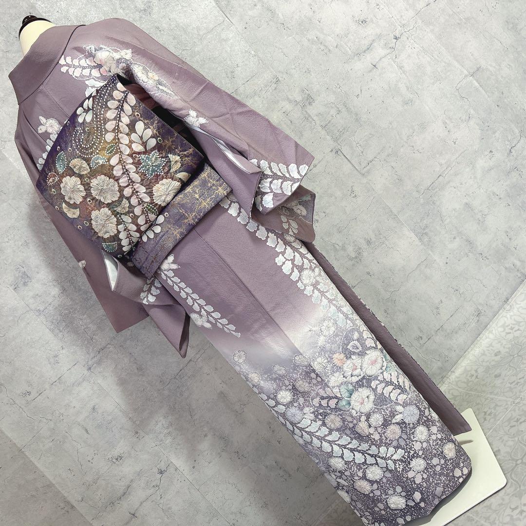 訪問着フルセット　辻ヶ花　翠山工房　着物　正絹　薄紫　華やか　大人可愛い