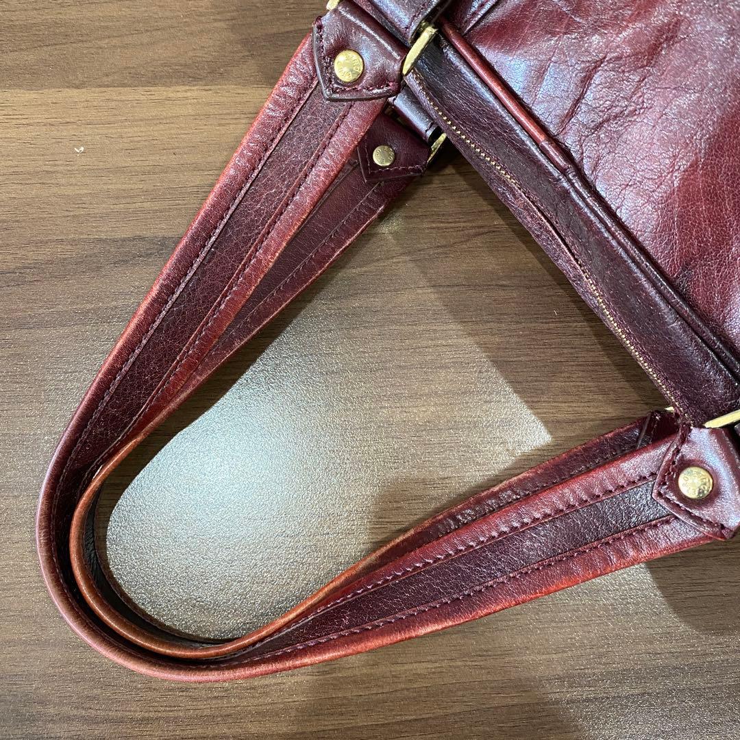 【ETRO】エトロ バーガンディ レザー ハンドバッグ