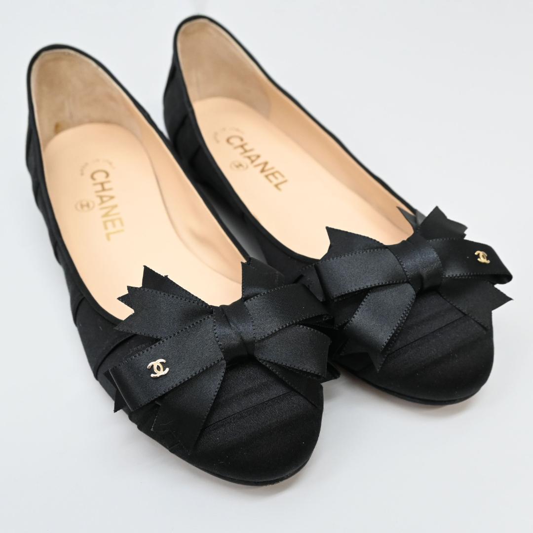 ■ □ 149★年 07P CHANEL シャネル リボンパンプス ココマーク*