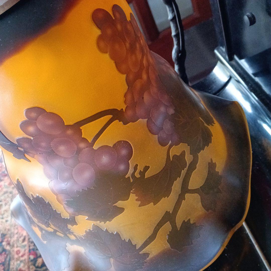 ガレ風　ヴィンテージ ブドウ模様 ガラスランプ