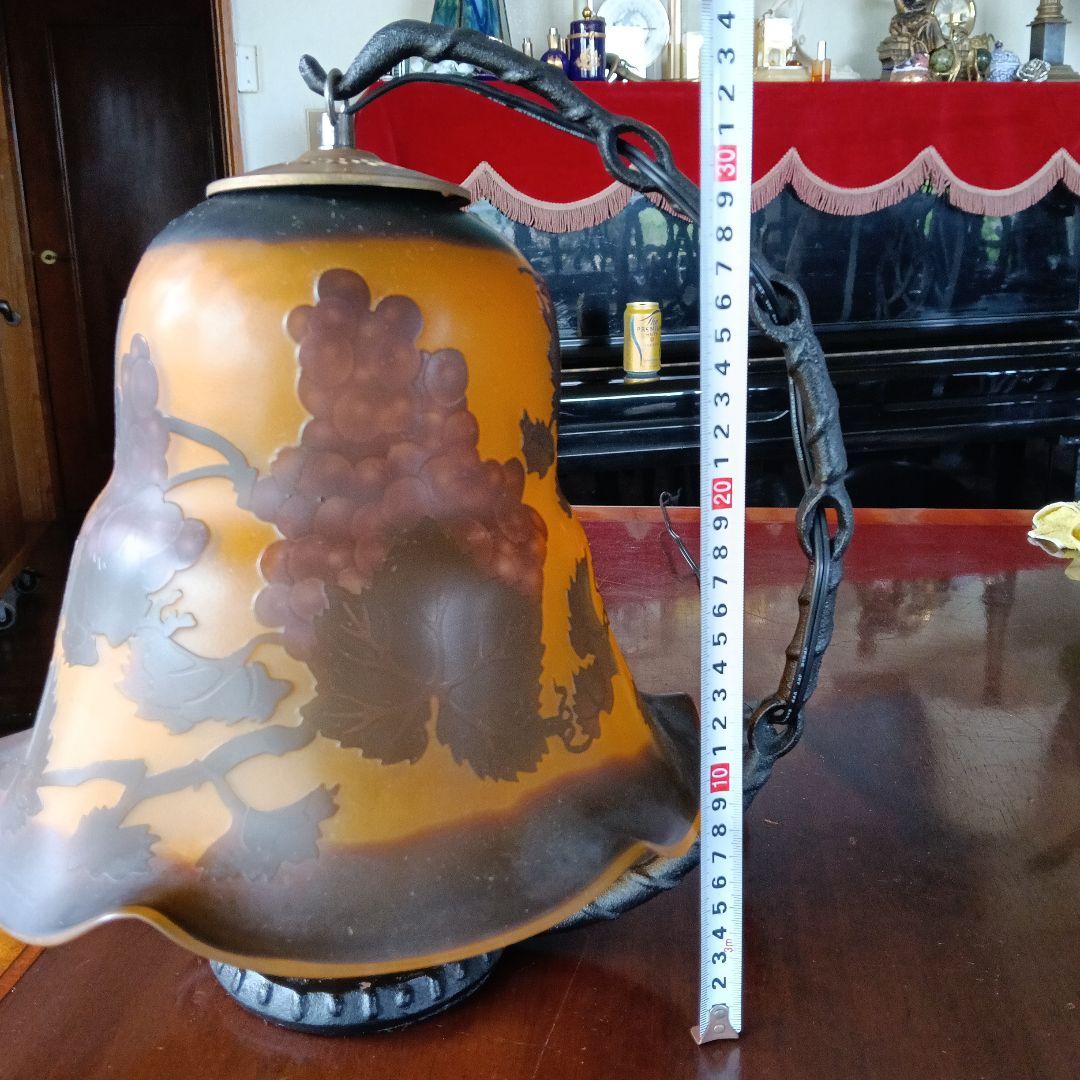 ガレ風　ヴィンテージ ブドウ模様 ガラスランプ