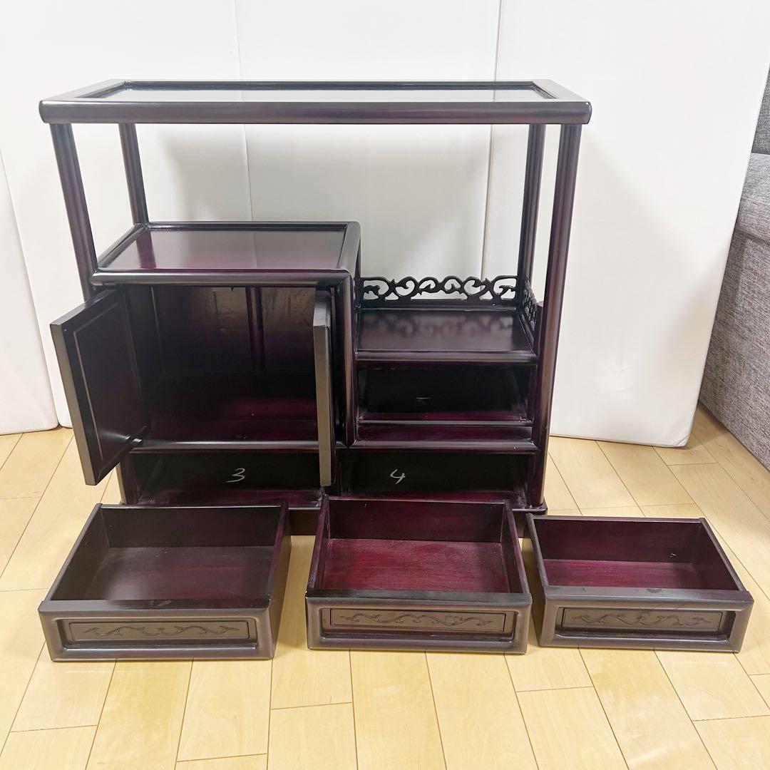 茶棚 茶箪笥 昭和レトロ 古家具 飾棚 古民家　松模様　松文様　吉祥文様