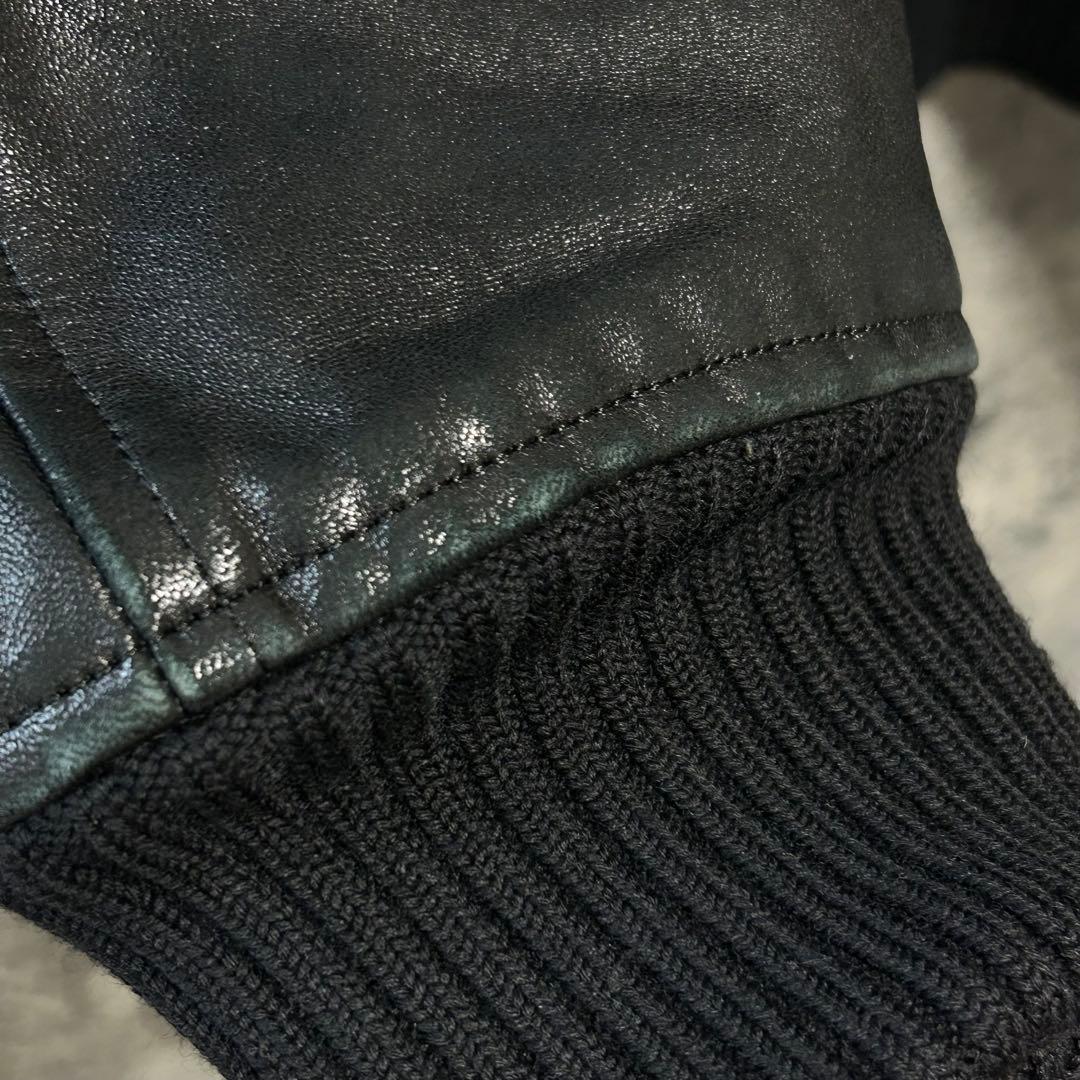 【最高峰】DRAWER 本革スタジャン　オールブラック　ウール/シルク混　38