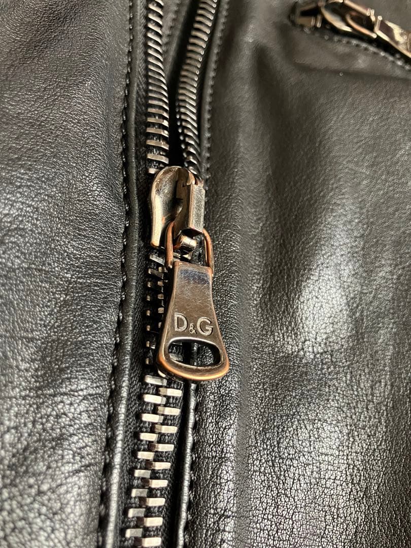 【希少美品】直営店購入品D&G ブラックレザーライダース 40サイズ