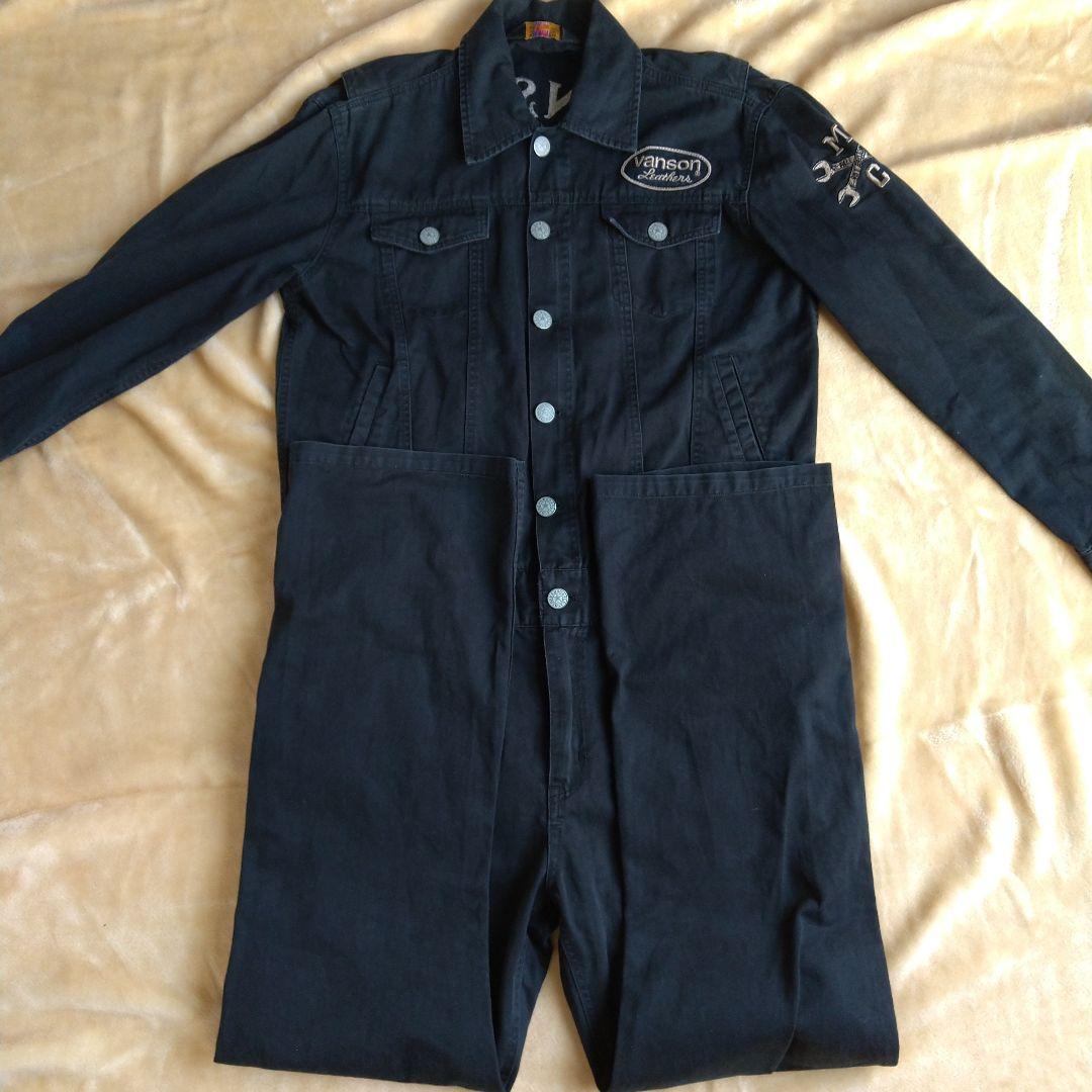 バンソン ツナギ XL 刺繍 ブラック 黒 バイカー バイク