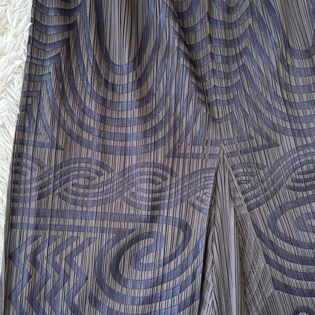 プリーツプリーズ イッセイミヤケ 変形 サルエルパンツ ポケットあり 総柄