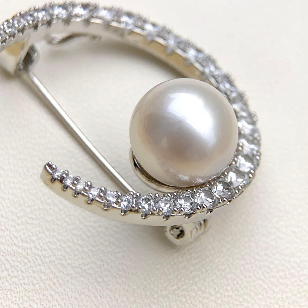 Aman様まとめ専用南洋白蝶真珠クリーム10.6㍉「三日月」ブローチBEN798