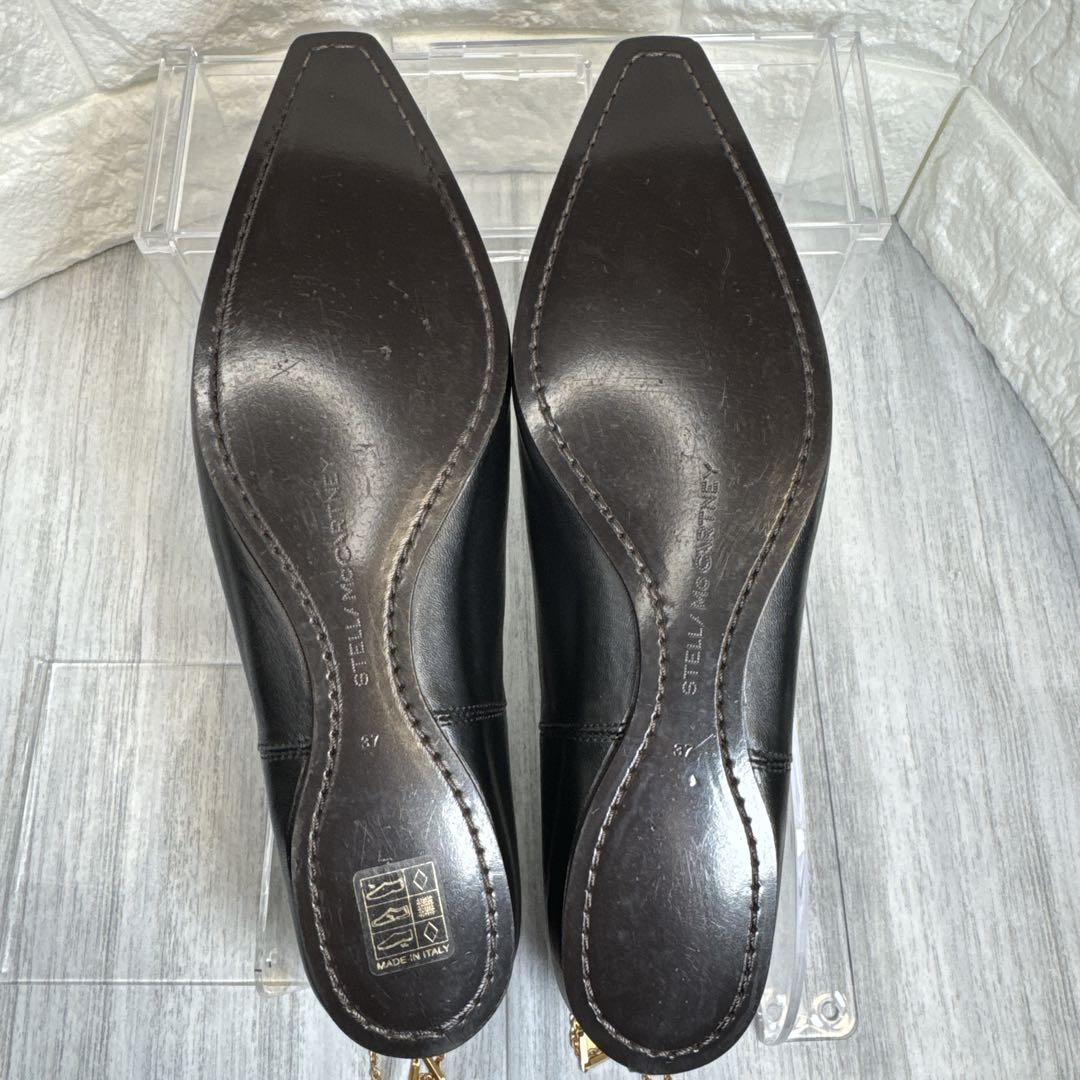 美品⭐️ステラマッカートニー チェーン レザーパンプス ブラック 37 イタリア製