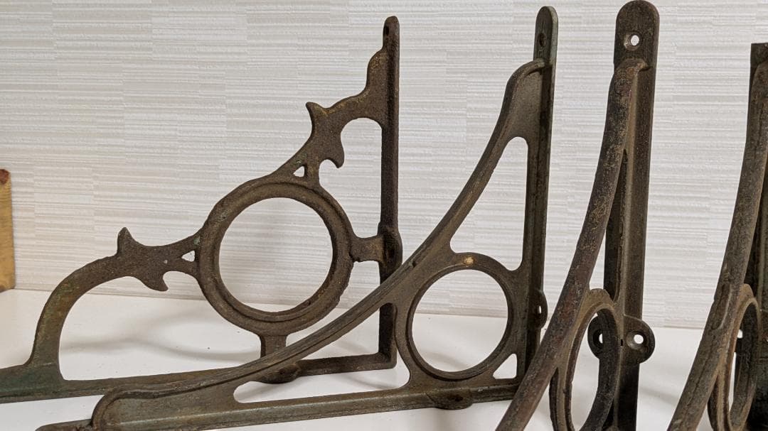 アンティーク　棚受け　アイアンブラケット　2種類　6個セット