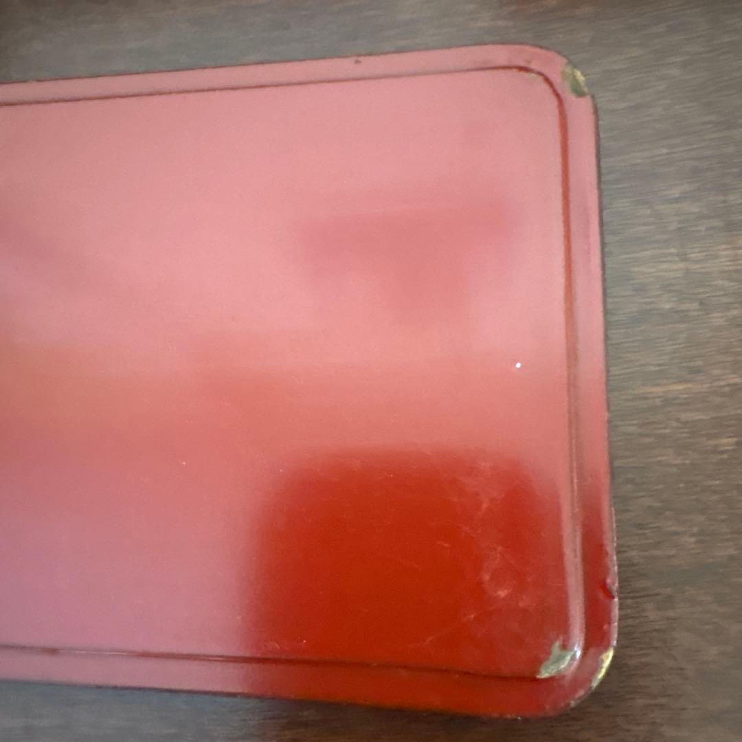 昭和レトロ 漆器 三段重 重箱 角重 民芸文様 蓋なしあり　宝箱　シール入れ