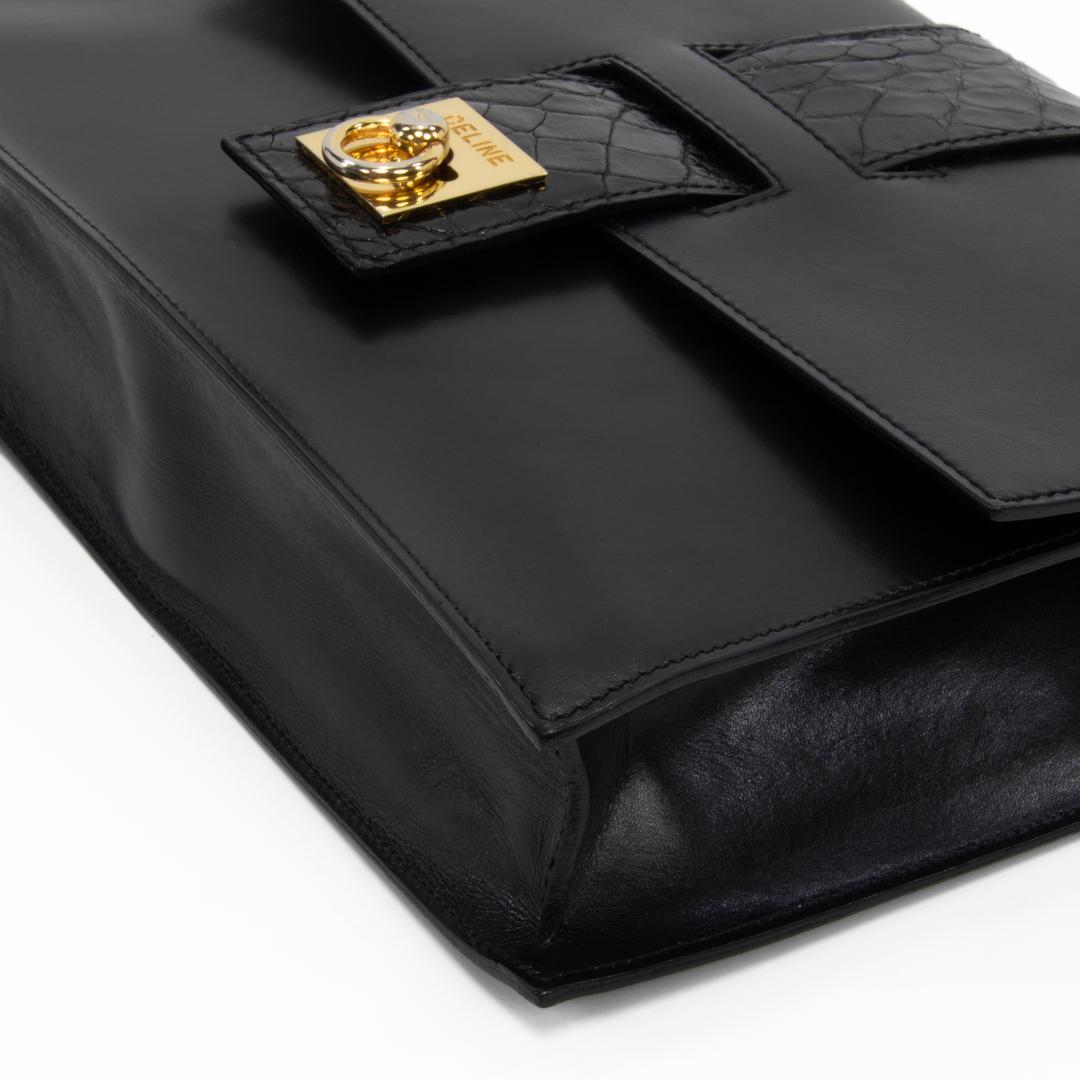 本物 セリーヌ ショルダーバッグ レディース クロコ型押し 黒 斜め掛け ロゴ