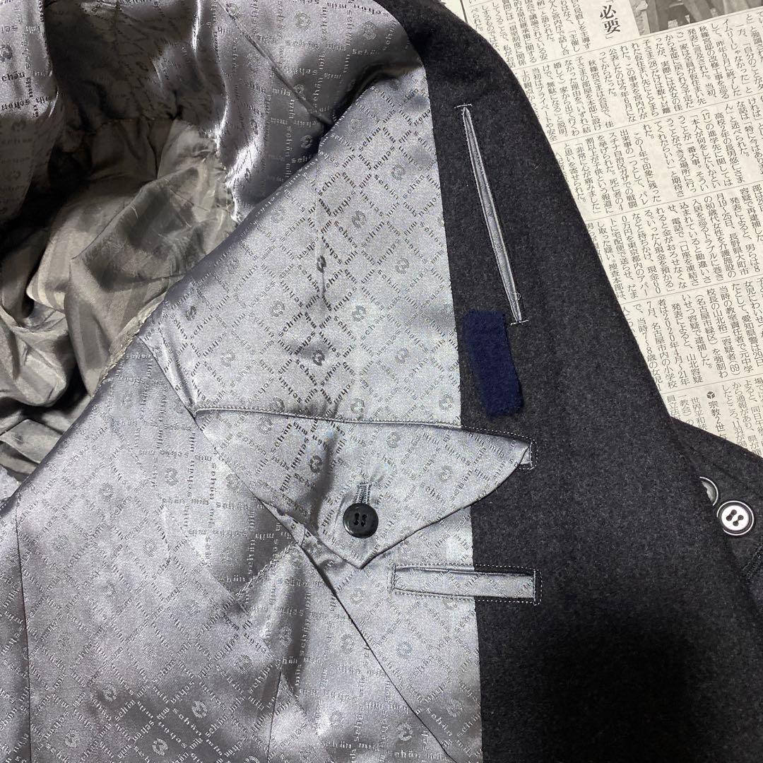 ミラショーン　超肉厚　フラノカシミヤ100% チャコールグレー　ダブルスーツ