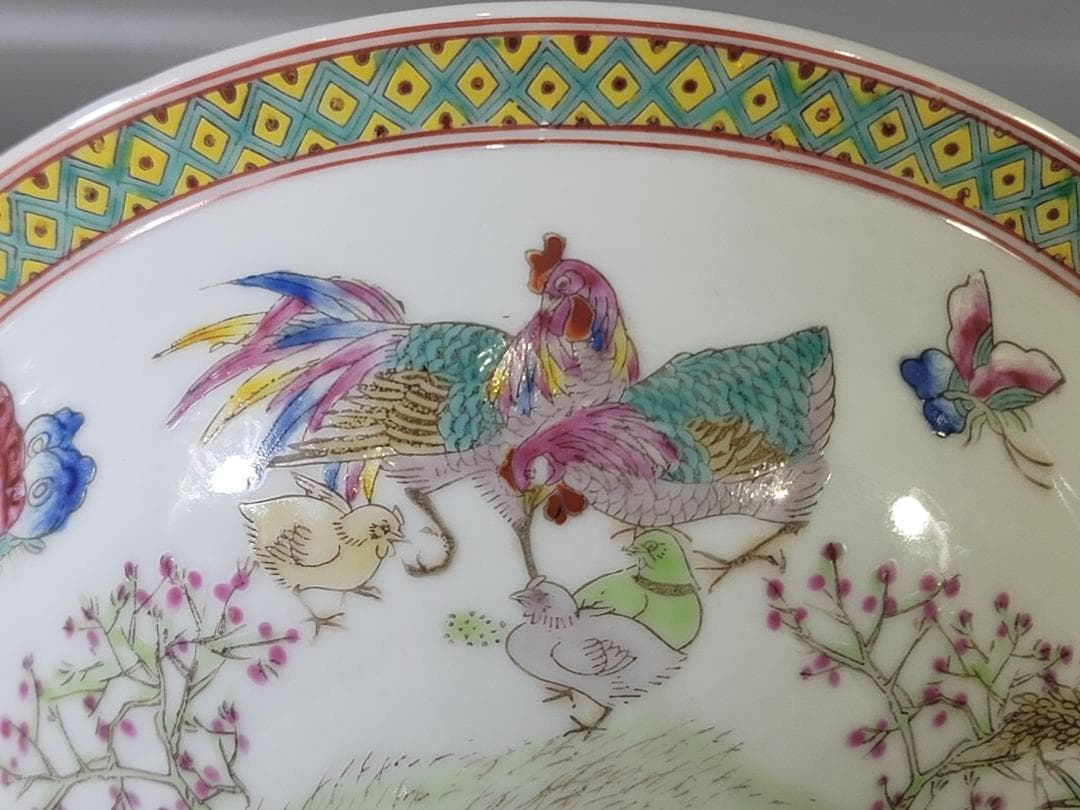 DT717 中国 色絵 蓋物 台付