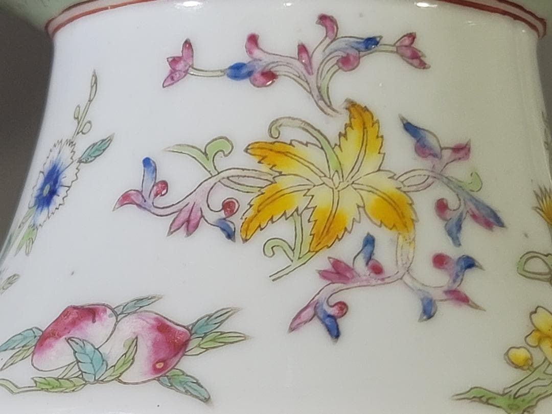 DT717 中国 色絵 蓋物 台付