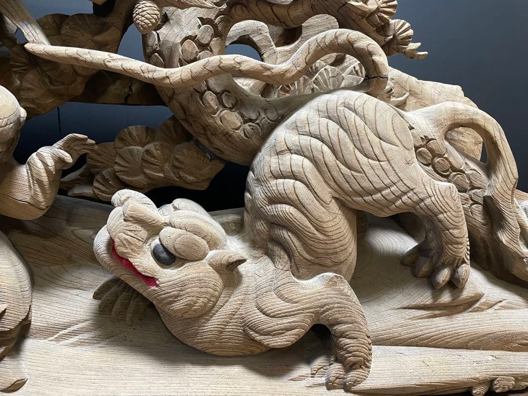 大型　蟇股　 彫刻 木彫　 彫刻工芸品　骨董品　幅131cm