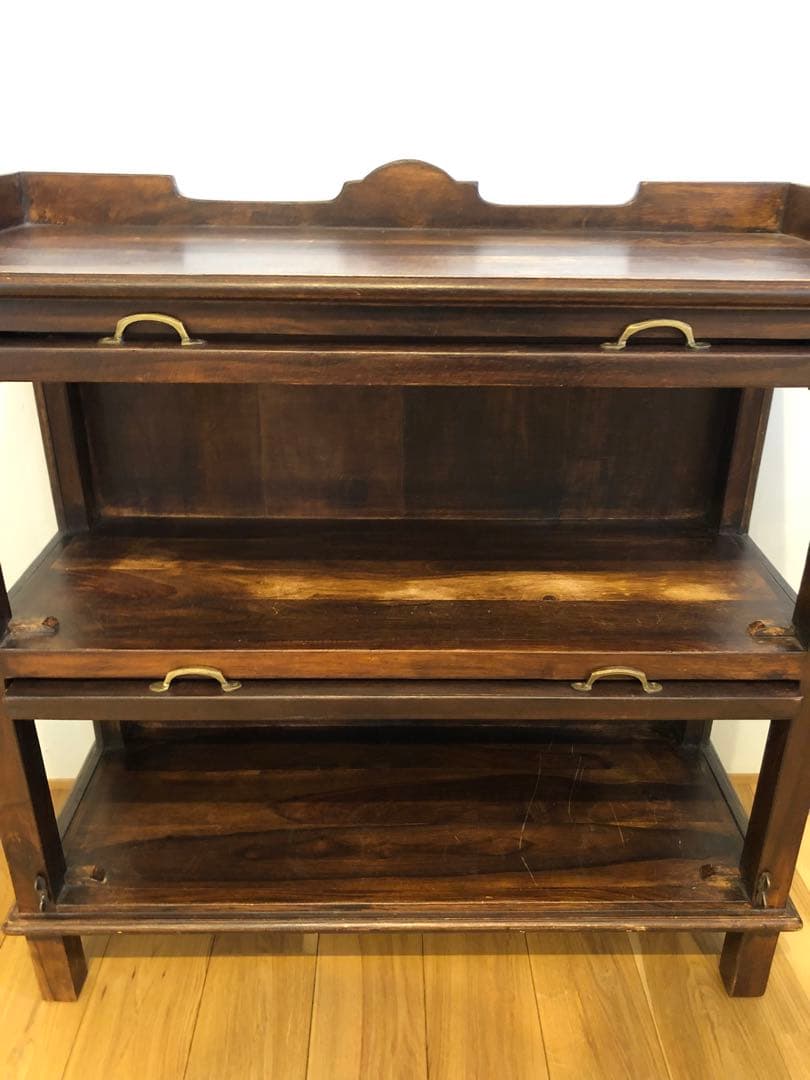 アンティーク　木製棚　キャビネット　ガラス棚　飾り棚