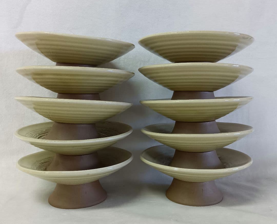 高台鉢　10点セット　刺身皿　向付　和食器　会席料理　高台皿　レトロ　骨董　貫入