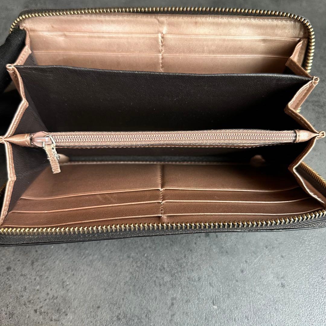 GUCCI GG シマ ラブリーハート レザー 長財布　ラウンドジップ　黒