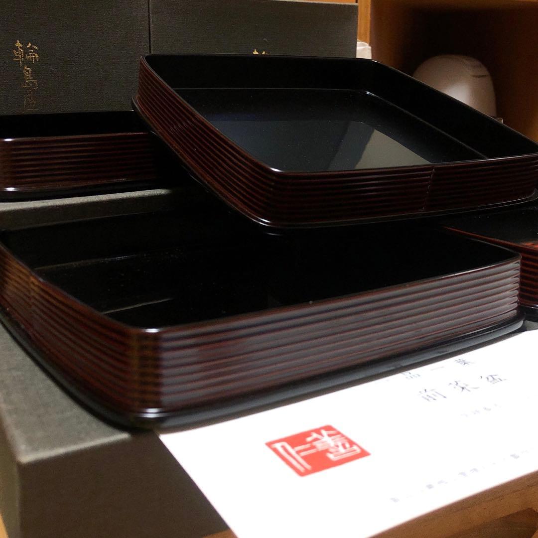 輪島塗　溜内黒塗　前菜盆 5客