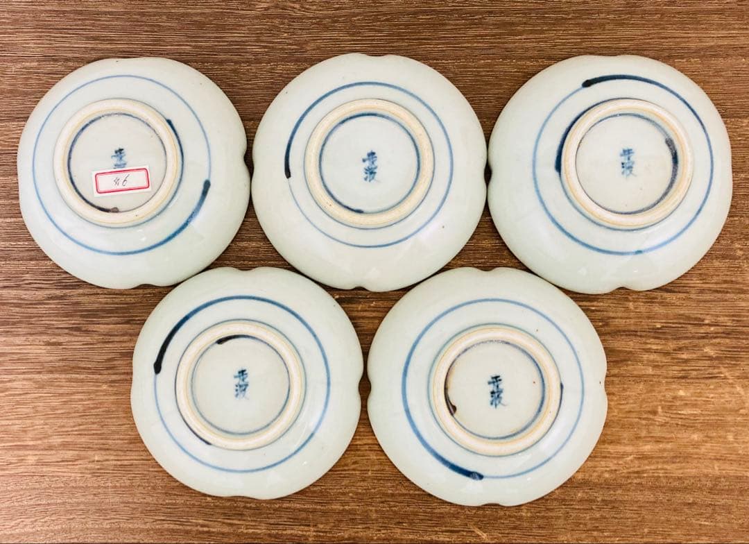 佐藤走波（六代）染錦　椿文　三寸皿　小皿5枚