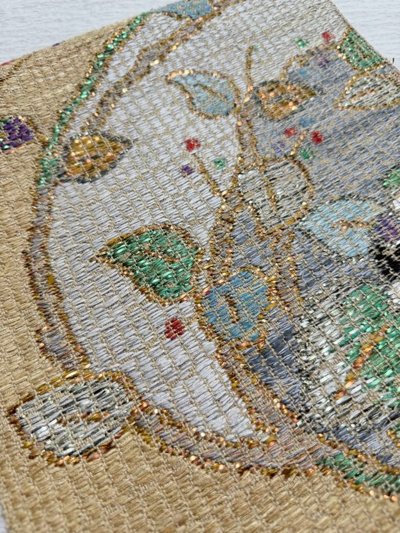 m-82 帯屋捨松 モザイクモール 花 名古屋帯 正絹