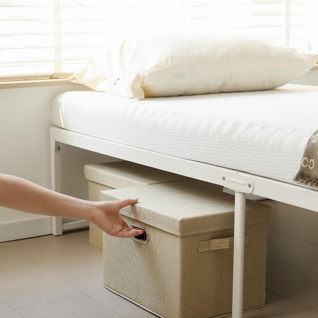 人気再入荷！【シングル】ベッドフレーム 木製×スチール パイプベッド　WHITE