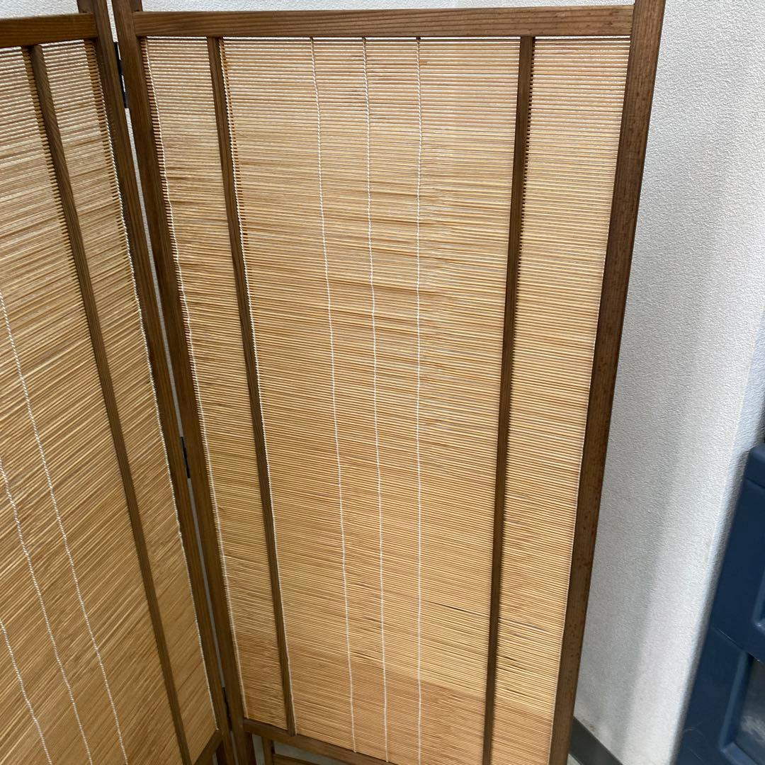 ☆昭和レトロ　和風衝立　間仕切り 簾屏風4連☆