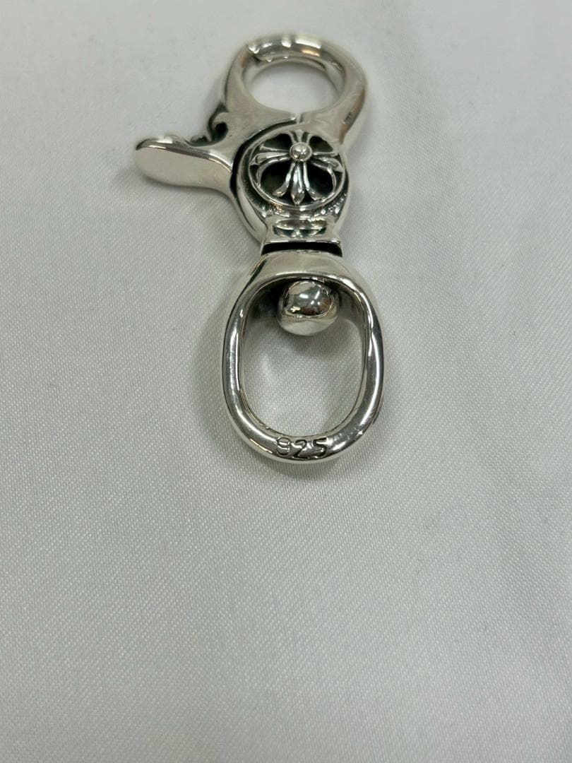 シルバー925刻印キーチェーン キーリングカラビナ【匿名配送】ポーチクロス付