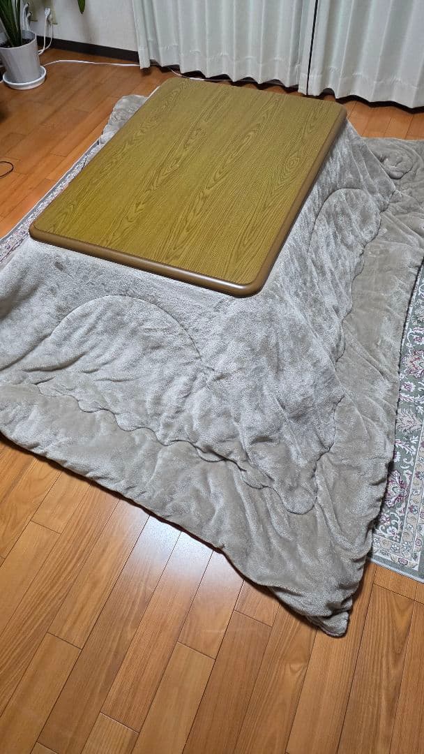 [山善] 家具調 こたつ テーブル (リモコン付き) 天然木　こたつ布団セット