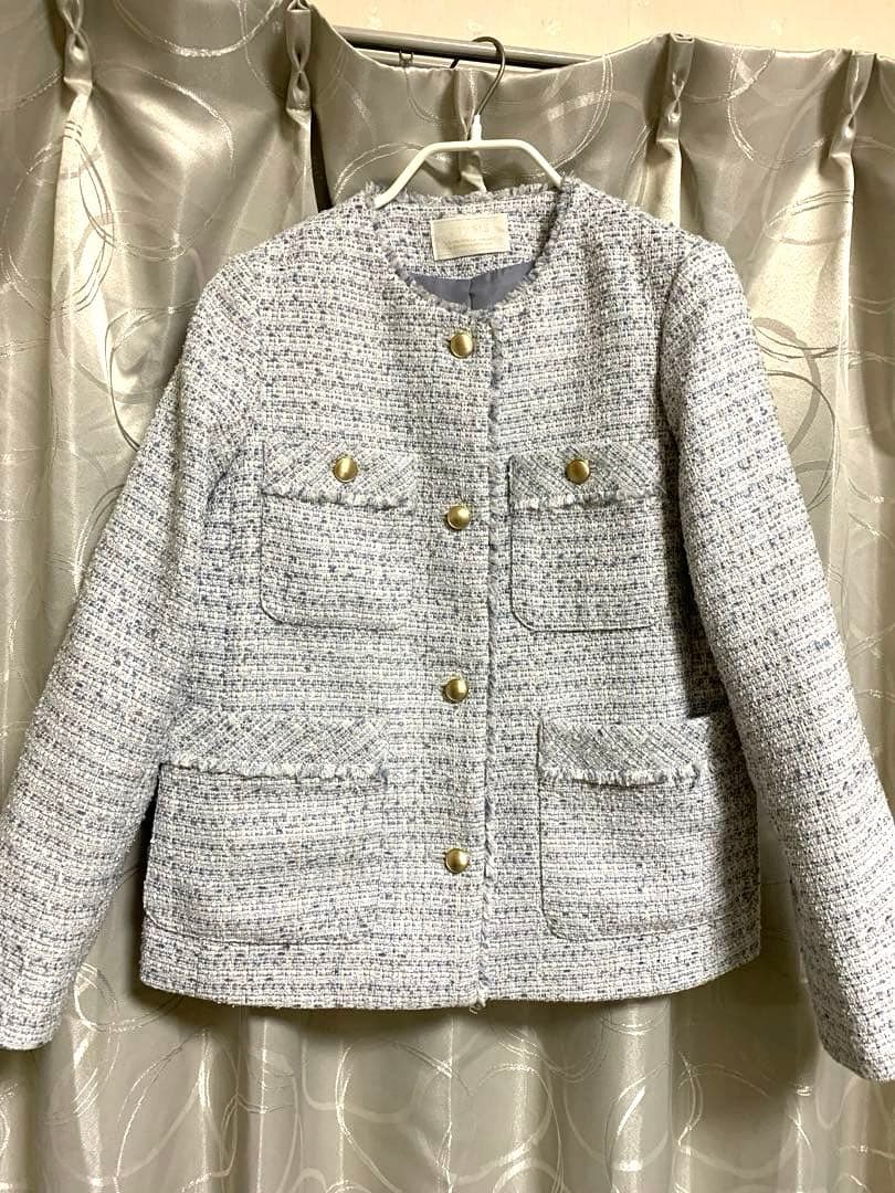 美品　anysis ノーカラーツイードジャケット グレー