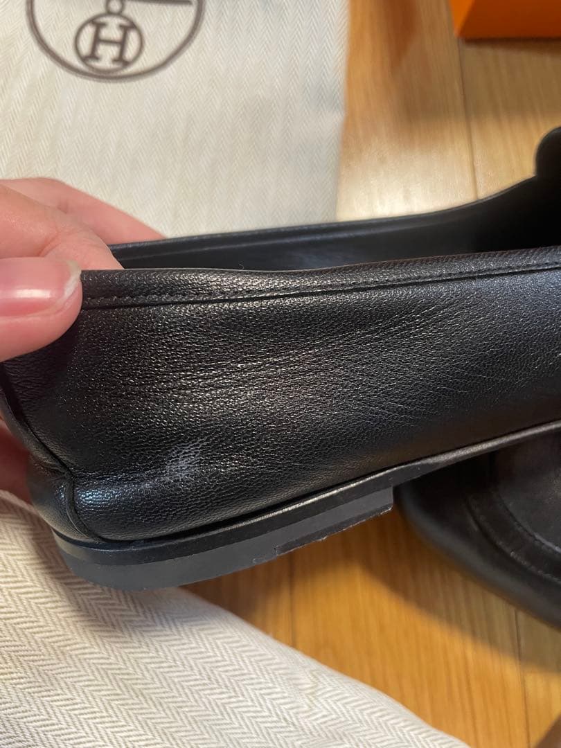HERMES モカシン　ジュリア　38 黒