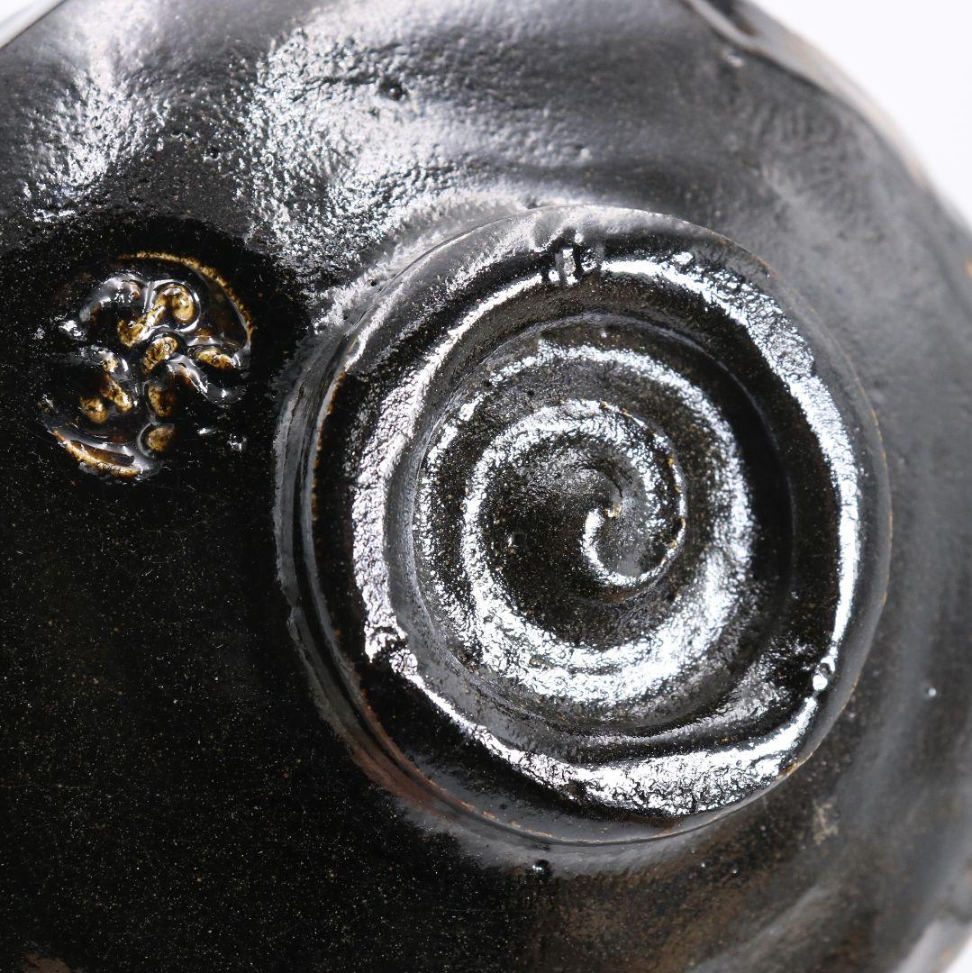 佐々木松楽作 黒楽茶碗 前大徳寺 大橋香林書付 茶道具 共箱　C894　N9