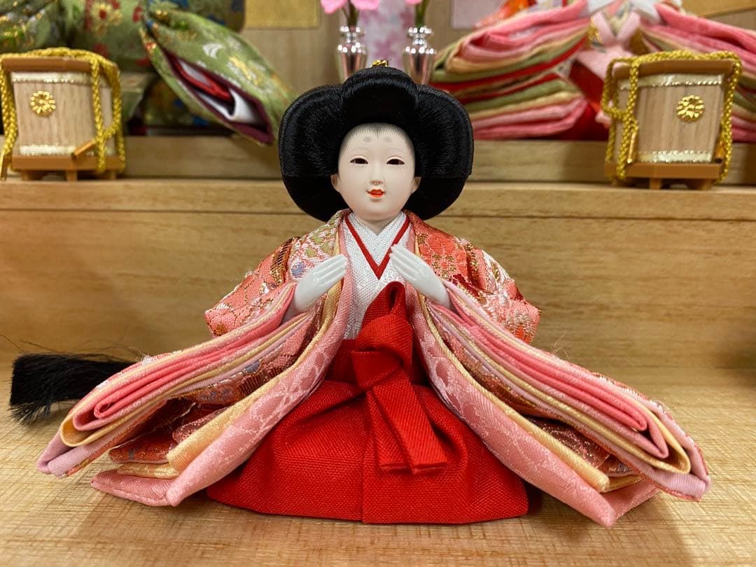 東京久月　五人飾り収納用三段セット・白木・間口約５０×奥行約５０×高さ約５９㎝