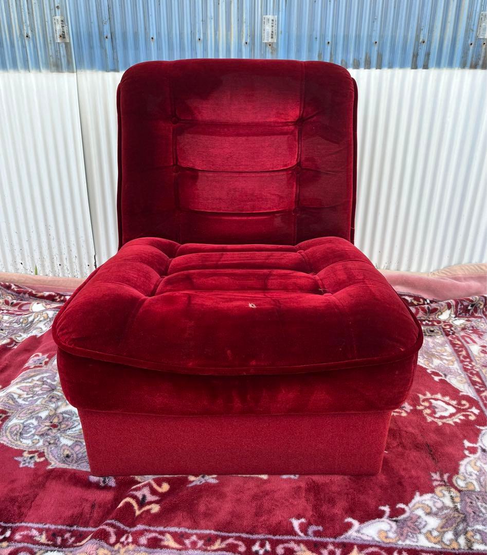 【アンティーク】ベロアソファ 1人掛けソファ 昭和レトロ 当時物 喫茶店 古家具