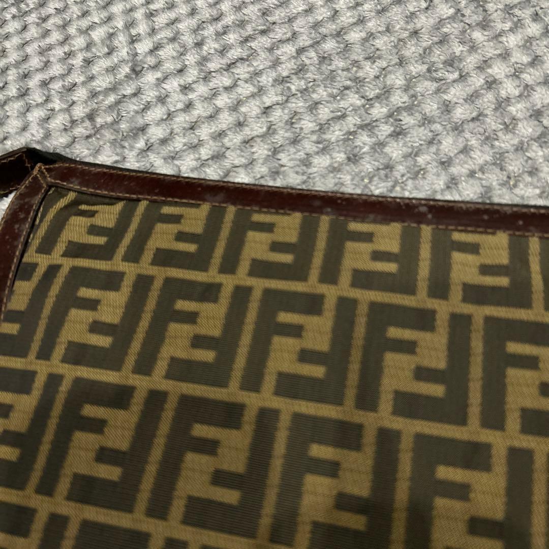 FENDI フェンディ ズッカ柄 キャンバス×レザー クラッチバッグ