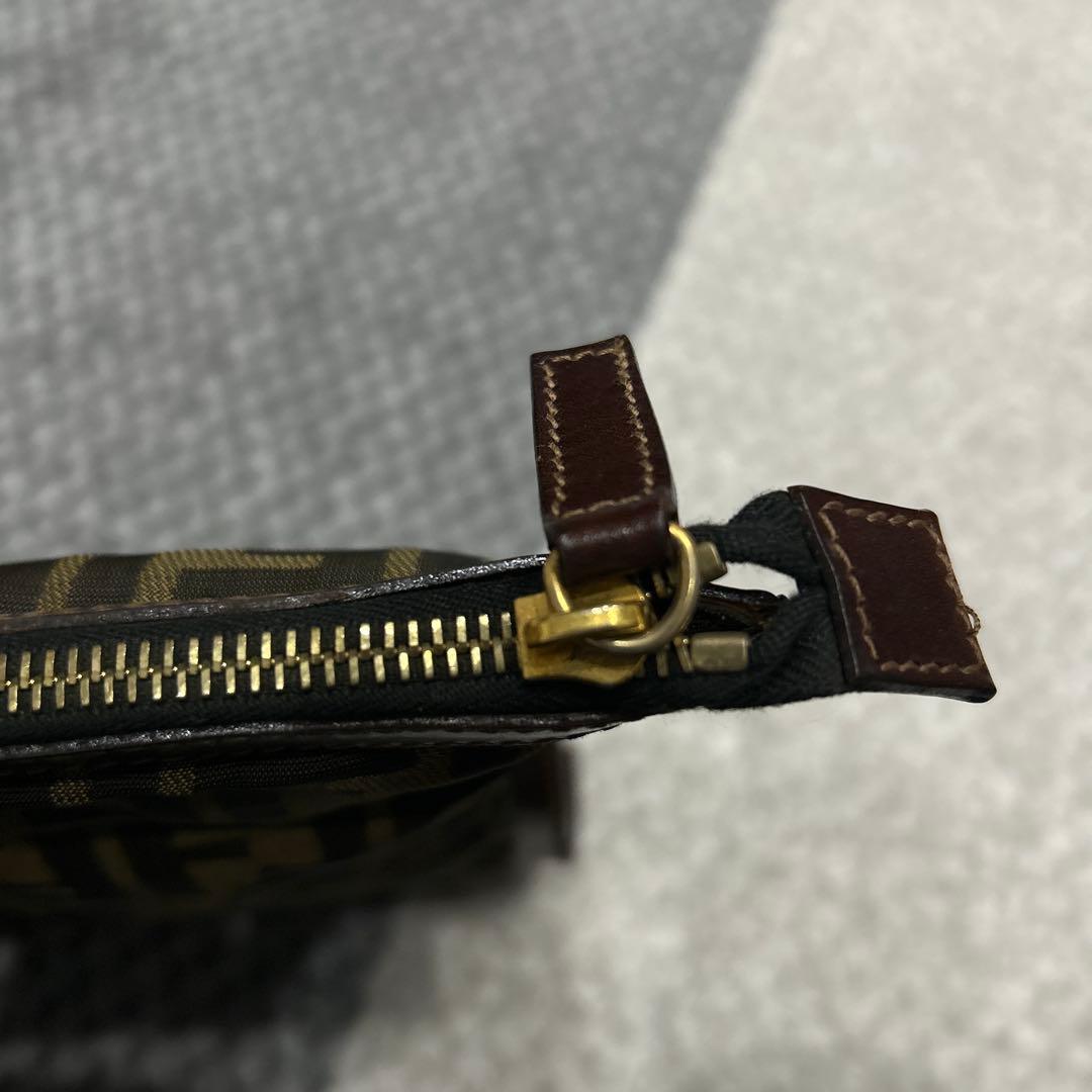 FENDI フェンディ ズッカ柄 キャンバス×レザー クラッチバッグ