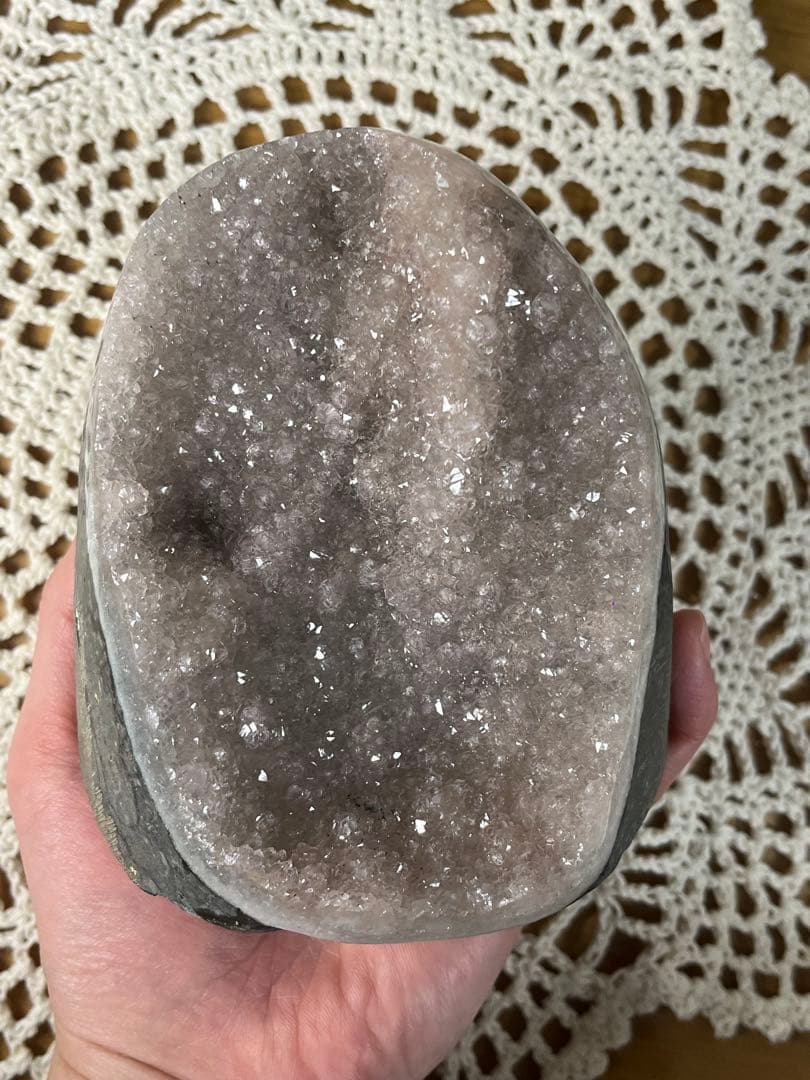 【天然石】④ピンクアメジストドーム 紫水晶　ジオード　原石　置物 木製台座付き