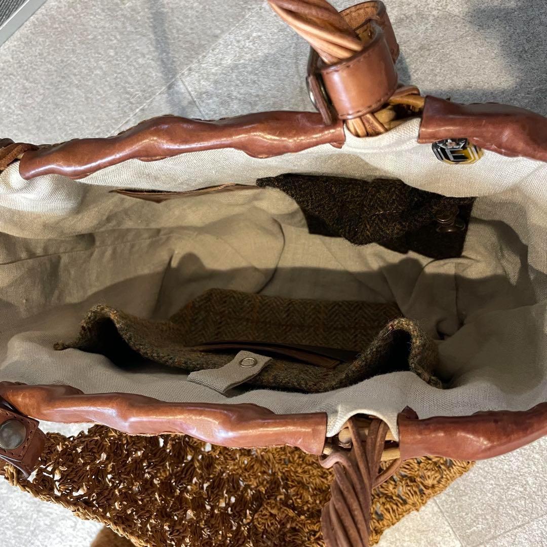 ★eb.a.gos エバゴス　かごバッグ　ハンドバッグ　リアルファー