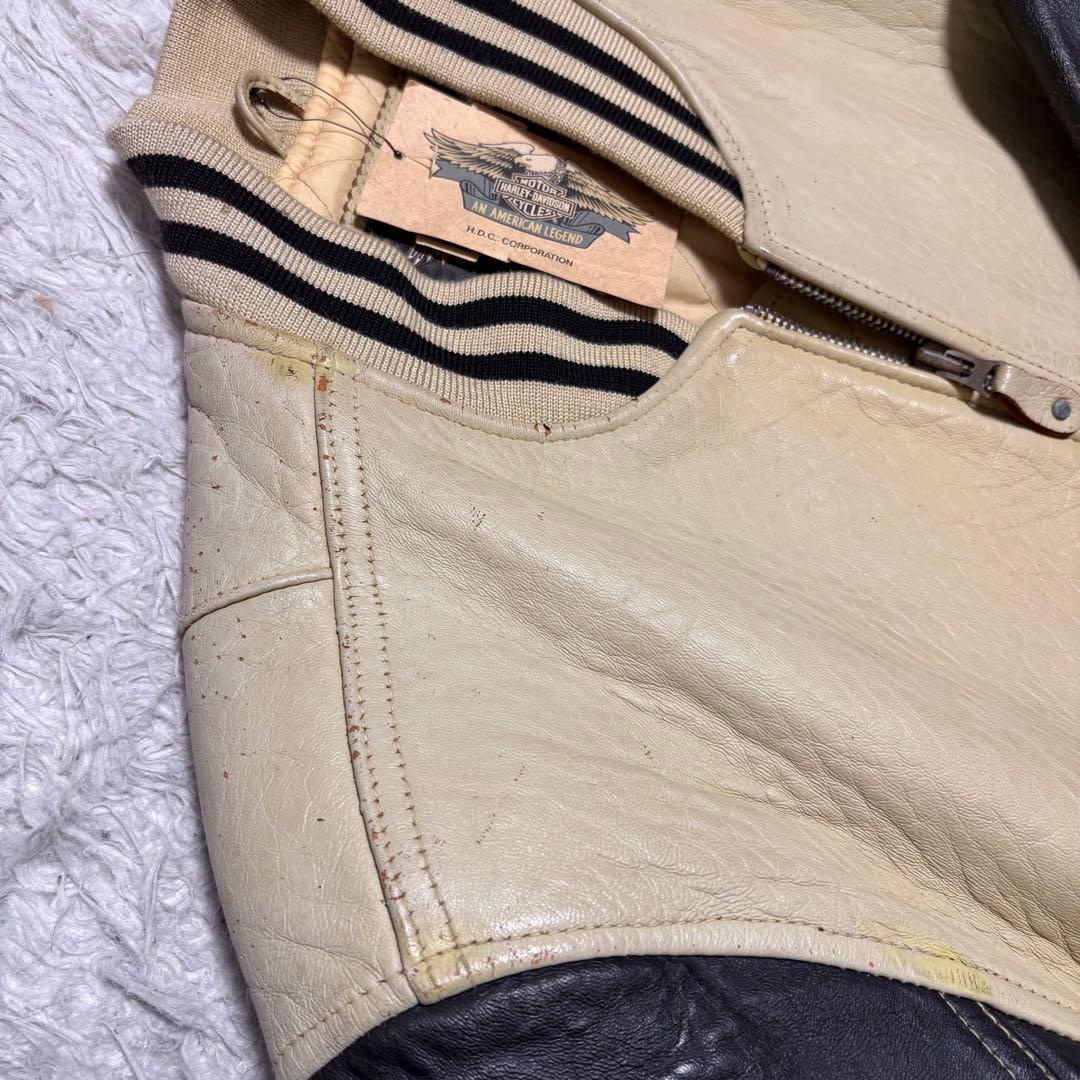 90s 希少 HARLEY DAVIDSON スタジャン バイカラー Lサイズ