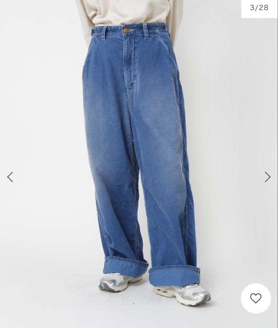 “RNA-N”ユーズドライクコーディロイワークパンツ・インディゴブルー・未使用品