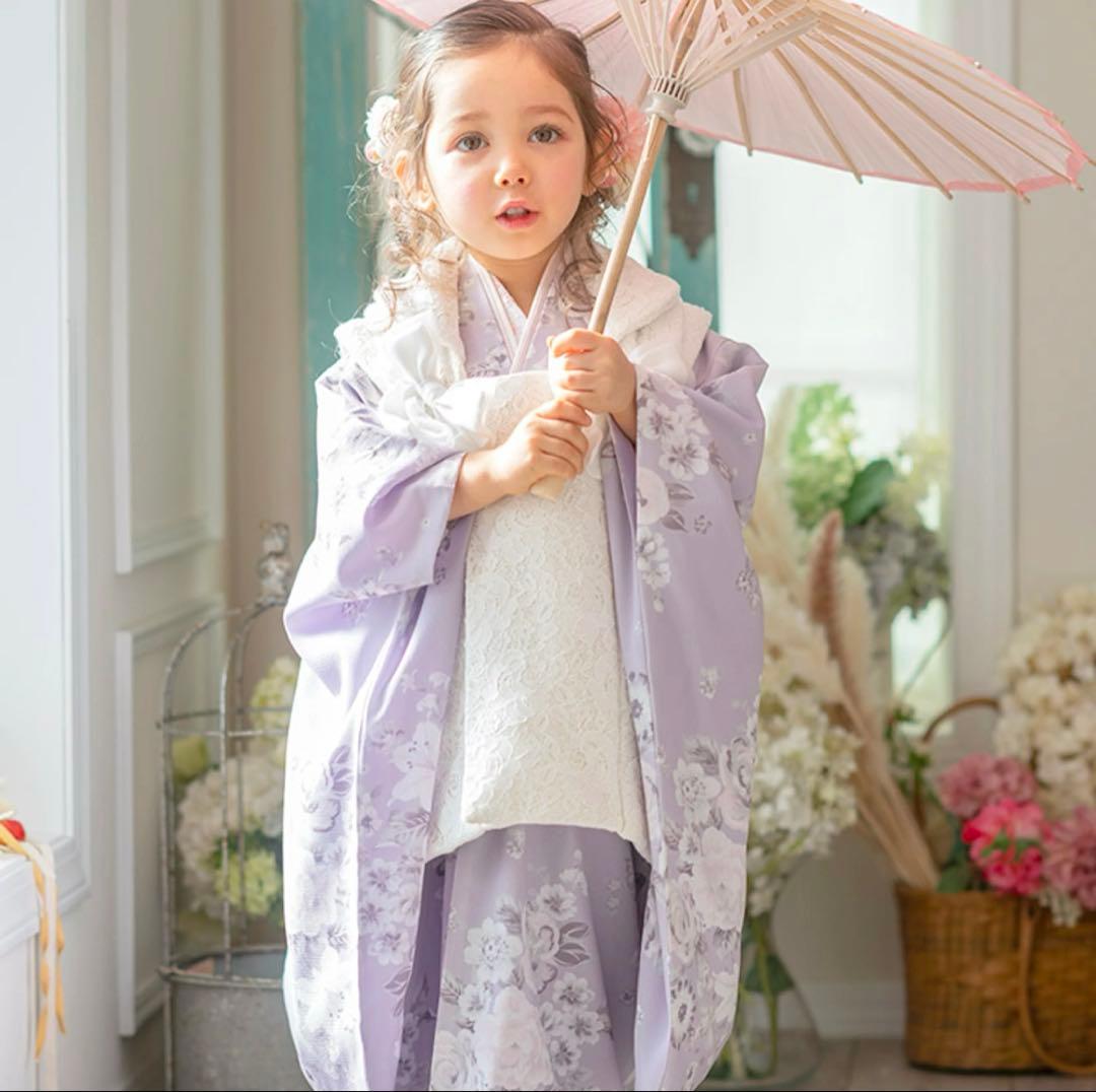 薔薇ラベンダー×生成レース　キャサリンコテージ　七五三　袴　100 キッズ