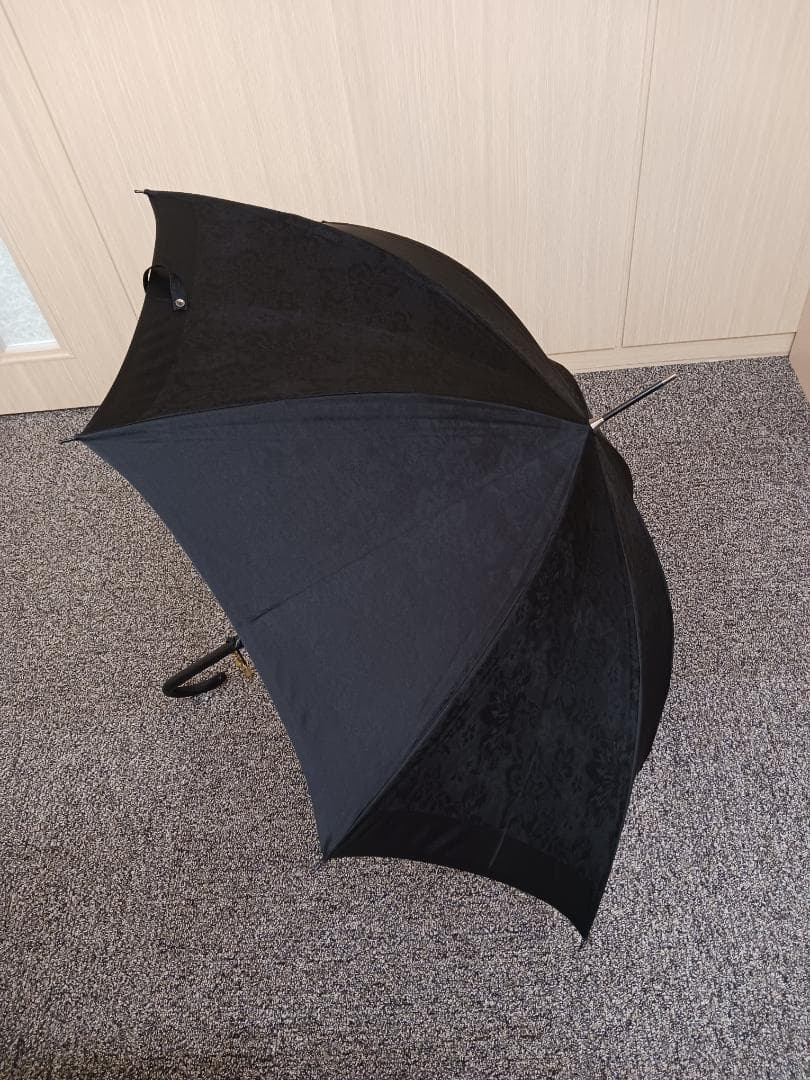 〔値下げ‼〕銀座和光　WAKO長傘　婦人用　持ち手皮　金の飾り付き 未使用　黒