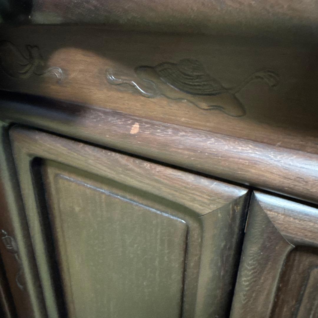 【美品】唐木 棚　無垢 茶棚 高さ違い棚 茶箪笥 レトロ　送料込