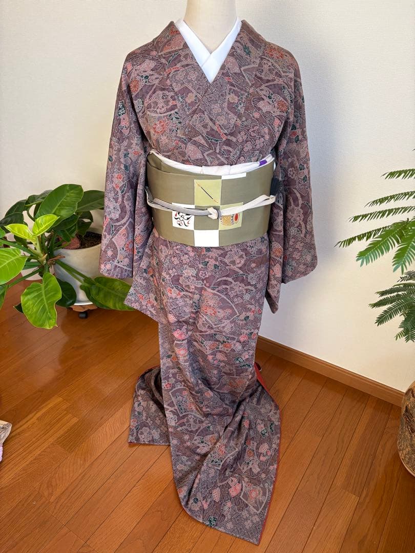 ❤️袷小紋正絹鬼シボ縮緬　やまと謹製新品保管　新品畳紙付き