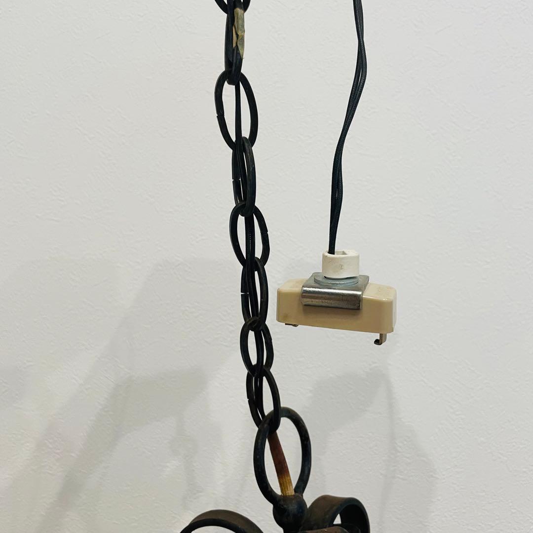 アンティーク 吊り下げランプ アイアン照明 レトロガラスペンダントランプ灯 電傘