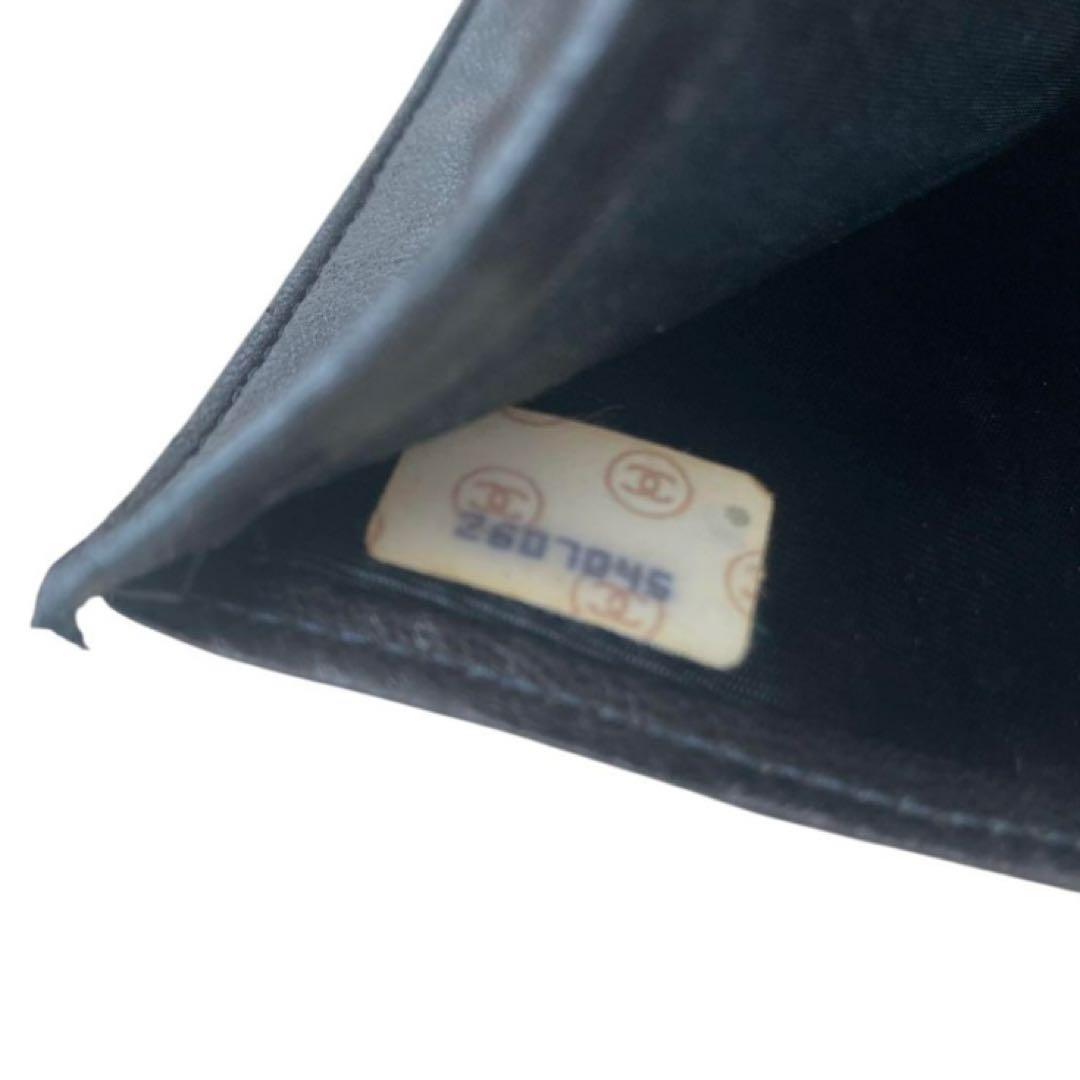 CHANEL オールドシャネル　ラムレザー　ガマ口　長財布　ココマーク　ブラック